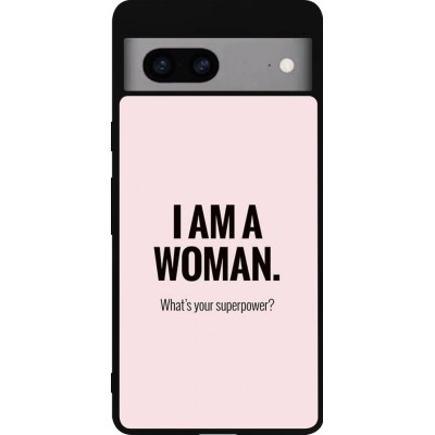 Coque Google Pixel 7a - Silicone rigide noir I am a woman