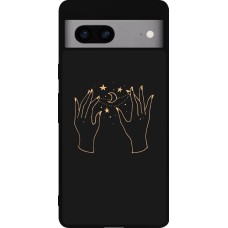 Coque Google Pixel 7a - Silicone rigide noir Grey magic hands