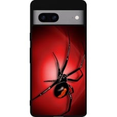 Coque Google Pixel 7a - Silicone rigide noir Halloween 2023 spider black widow