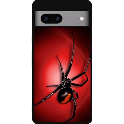 Coque Google Pixel 7a - Silicone rigide noir Halloween 2023 spider black widow