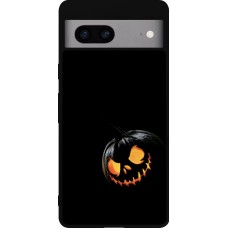 Coque Google Pixel 7a - Silicone rigide noir Halloween 2023 discreet pumpkin