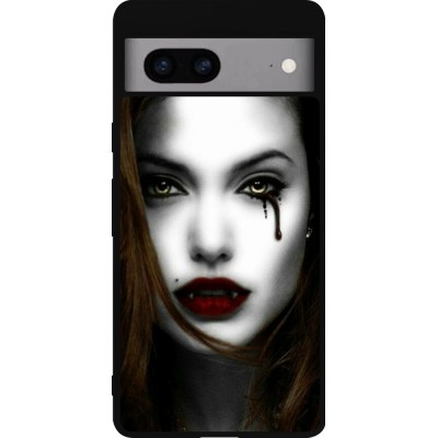 Coque Google Pixel 7a - Silicone rigide noir Halloween 2023 gothic vampire