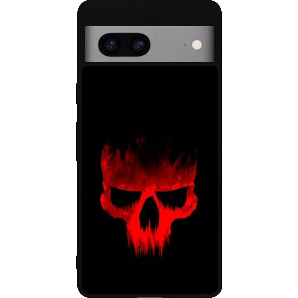 Coque Google Pixel 7a - Silicone rigide noir Halloween 2023 scary skull