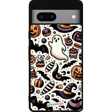 Coque Google Pixel 7a - Silicone rigide noir Halloween 2024 Cute Pattern