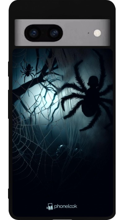 Coque Google Pixel 7a - Silicone rigide noir Halloween 2024 Dark Spider