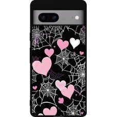 Coque Google Pixel 7a - Silicone rigide noir Halloween 2024 girly