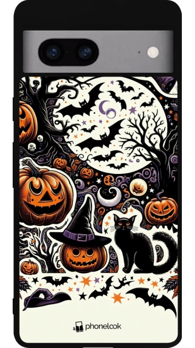 Coque Google Pixel 7a - Silicone rigide noir Halloween 2024 Haunt