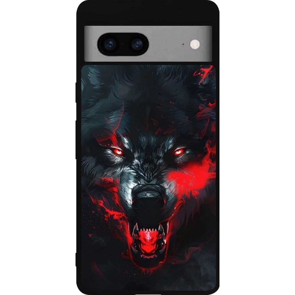 Coque Google Pixel 7a - Silicone rigide noir Halloween 2024 mad werewolf