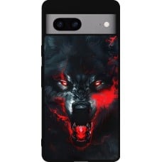 Coque Google Pixel 7a - Silicone rigide noir Halloween 2024 mad werewolf