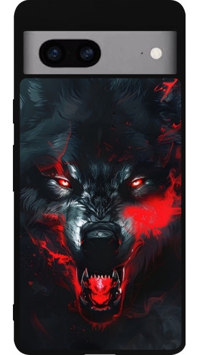 Coque Google Pixel 7a - Silicone rigide noir Halloween 2024 mad werewolf