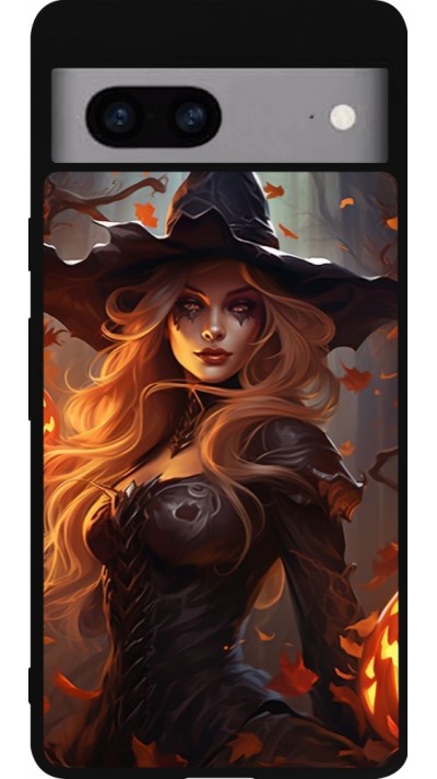 Coque Google Pixel 7a - Silicone rigide noir Halloween 2024 sexy witch