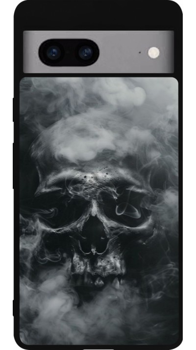 Coque Google Pixel 7a - Silicone rigide noir Halloween 2024 smoky skull