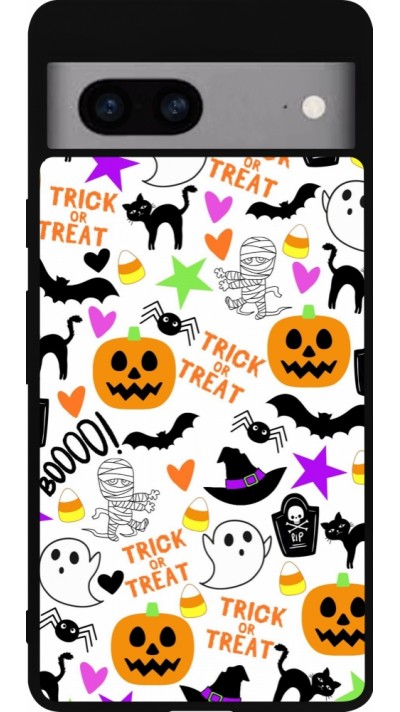 Coque Google Pixel 7a - Silicone rigide noir Halloween 2024 trick or treat