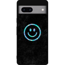 Coque Google Pixel 7a - Silicone rigide noir Happy smiely irisé