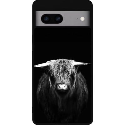 Coque Google Pixel 7a - Silicone rigide noir Highland calf black