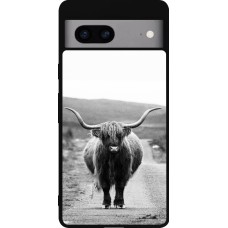 Coque Google Pixel 7a - Silicone rigide noir Highland cattle