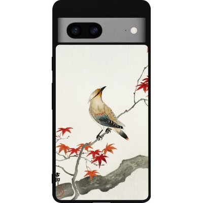 Coque Google Pixel 7a - Silicone rigide noir Japanese Bird