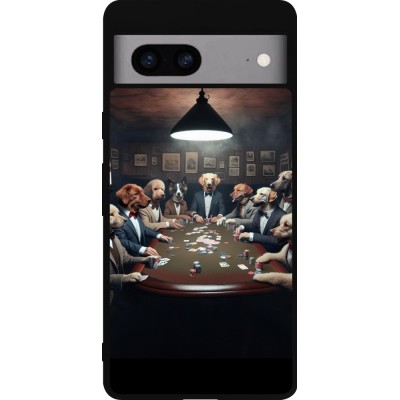 Coque Google Pixel 7a - Silicone rigide noir Les pokerdogs