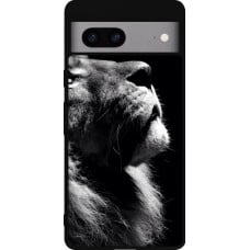 Coque Google Pixel 7a - Silicone rigide noir Lion looking up