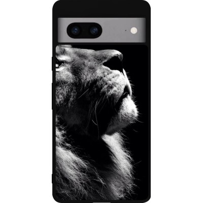 Coque Google Pixel 7a - Silicone rigide noir Lion looking up