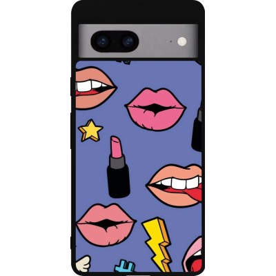 Coque Google Pixel 7a - Silicone rigide noir Lips and lipgloss