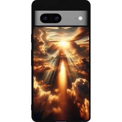 Coque Google Pixel 7a - Silicone rigide noir Lueur Céleste Zenith