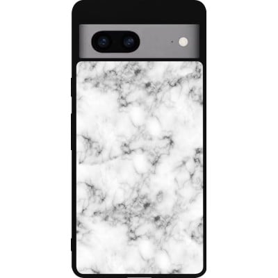 Coque Google Pixel 7a - Silicone rigide noir Marble 01