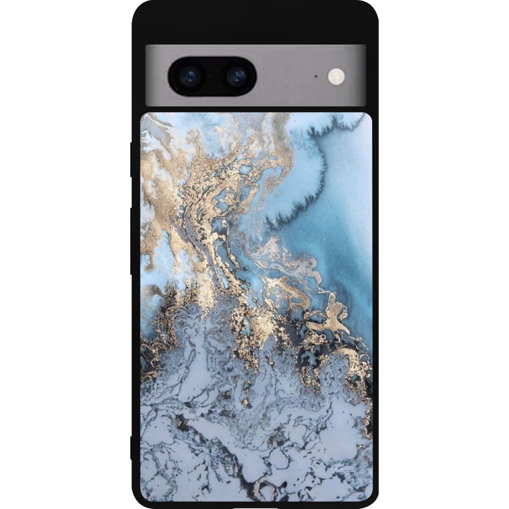 Coque Google Pixel 7a - Silicone rigide noir Marble 04