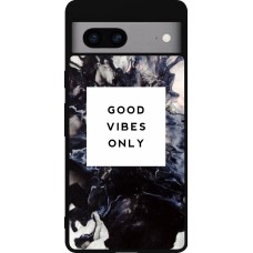 Coque Google Pixel 7a - Silicone rigide noir Marble Good Vibes Only