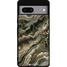 Coque Google Pixel 7a - Silicone rigide noir Marbre Olive