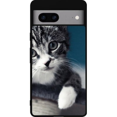 Coque Google Pixel 7a - Silicone rigide noir Meow 23