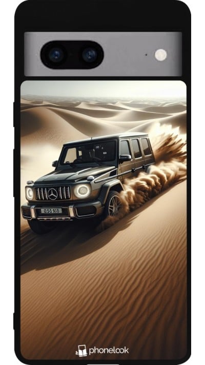 Coque Google Pixel 7a - Silicone rigide noir Mercedes G Drift Desert