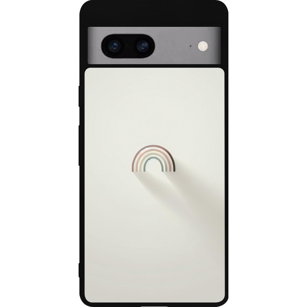 Coque Google Pixel 7a - Silicone rigide noir Mini Rainbow Minimal