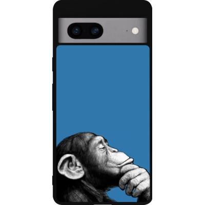 Coque Google Pixel 7a - Silicone rigide noir Monkey Pop Art