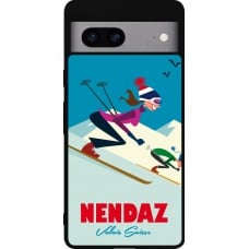 Coque Google Pixel 7a - Silicone rigide noir Nendaz Ski Downhill