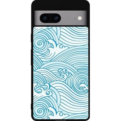 Coque Google Pixel 7a - Silicone rigide noir Ocean Waves