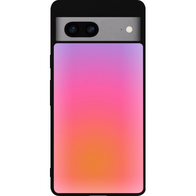 Coque Google Pixel 7a - Silicone rigide noir Orange Pink Blue Gradient