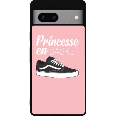 Coque Google Pixel 7a - Silicone rigide noir princesse en basket