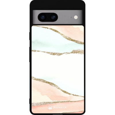 Coque Google Pixel 7a - Silicone rigide noir Shimmering Orange