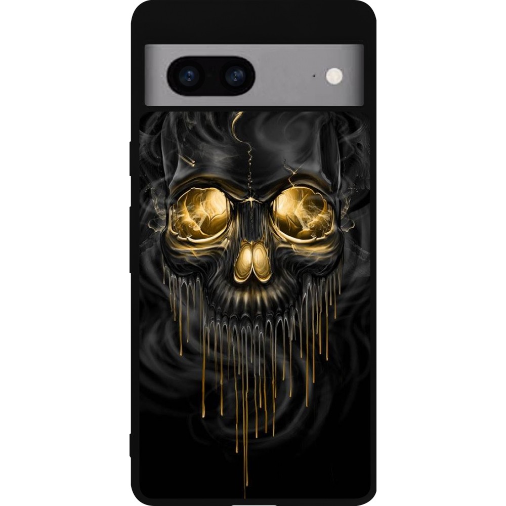 Coque Google Pixel 7a - Silicone rigide noir Skull 02