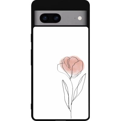 Coque Google Pixel 7a - Silicone rigide noir Spring 23 minimalist flower