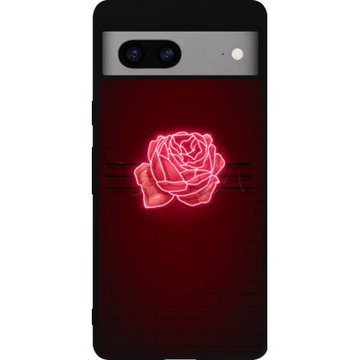 Coque Google Pixel 7a - Silicone rigide noir Spring 23 neon rose