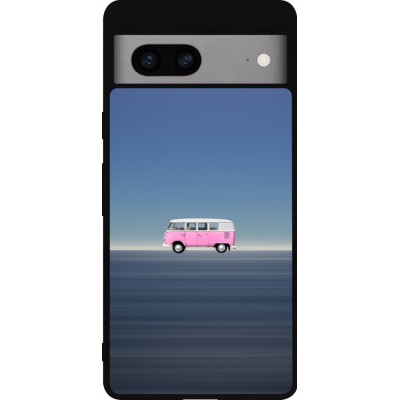 Coque Google Pixel 7a - Silicone rigide noir Spring 23 pink bus