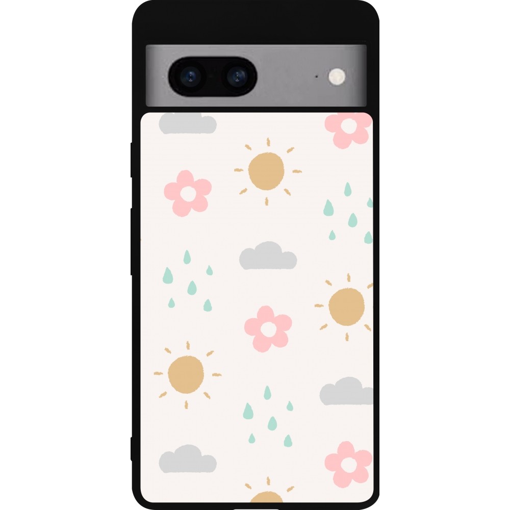 Coque Google Pixel 7a - Silicone rigide noir Spring 23 weather