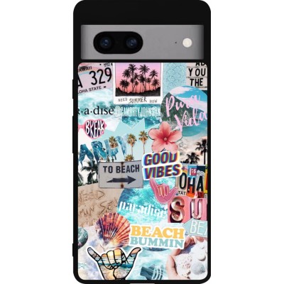 Coque Google Pixel 7a - Silicone rigide noir Summer 20 collage