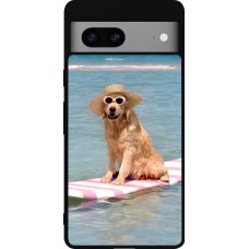 Coque Google Pixel 7a - Silicone rigide noir Summer Dog on Paddle