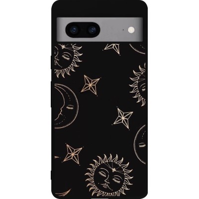 Coque Google Pixel 7a - Silicone rigide noir Suns and Moons