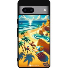 Coque Google Pixel 7a - Silicone rigide noir Sunset Breeze