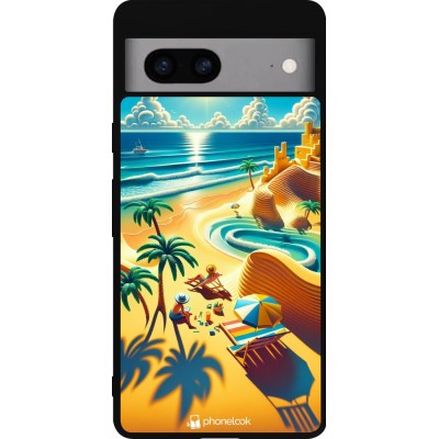 Coque Google Pixel 7a - Silicone rigide noir Sunset Breeze