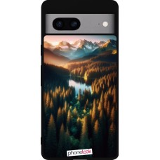 Coque Google Pixel 7a - Silicone rigide noir Sunset Forest Lake